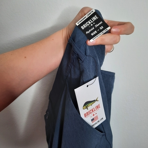 Brickline Navy Yarn Hybird Shorts 32 NWT - Picture 7 of 8